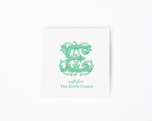 Vintage Vine Monogram Square Gift Tag