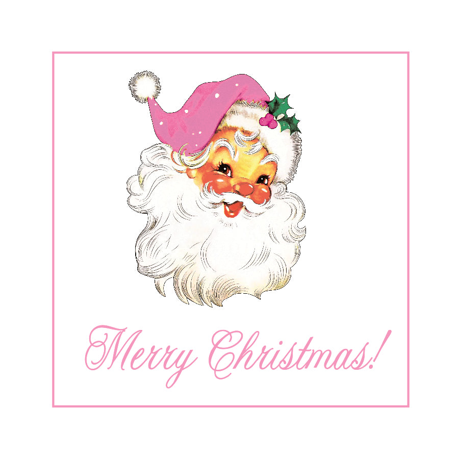 Pink Vintage Merry Christmas Sticker