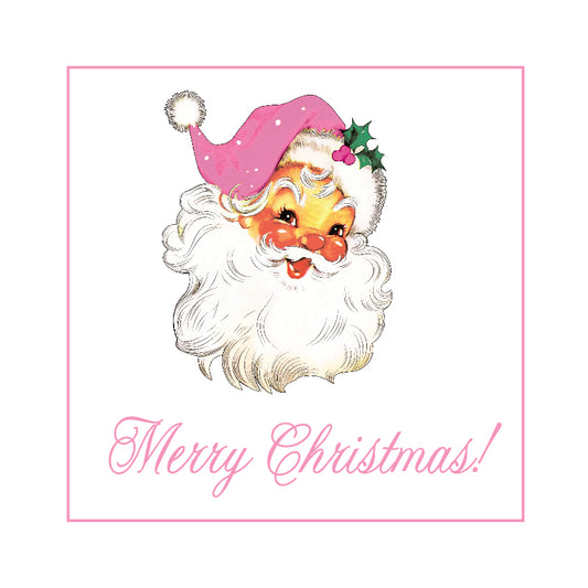 Pink Vintage Merry Christmas Sticker