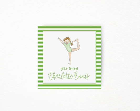 Green Gymnast Square Tag