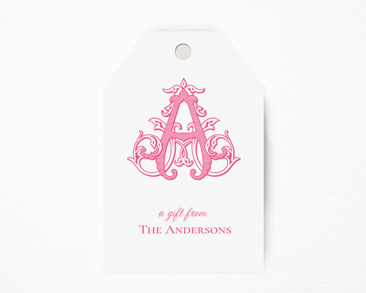 Vintage Vine Monogram Hanging Gift Tag