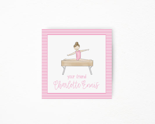 Pink Gymnast Square Tag