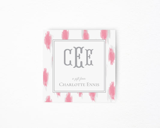 Pink Ikat Square Tag